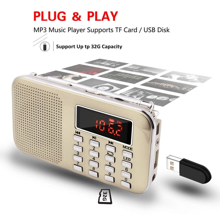 L-218AM  MP3 Radio Speaker Player Support TF Card USB with LED Flashlight Function(Blue) - Consumer Electronics by buy2fix | Online Shopping UK | buy2fix