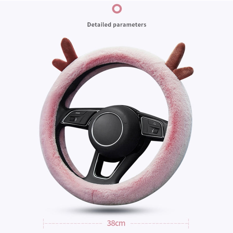 Antler Thick Plush Steering Wheel Cover, Style: D Type (Black) - In Car by buy2fix | Online Shopping UK | buy2fix