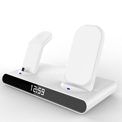 SY-011 15W Wireless Fast Charge Stand  Clock Three-in-One Folding Wireless Charger( White ) - Apple Accessories by buy2fix | Online Shopping UK | buy2fix