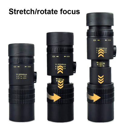 10-300x40 Monocular HD Telescope BAK4 Prism Telescope,Style: With Photo Holder+Tripod - Monocular Binoculars by buy2fix | Online Shopping UK | buy2fix