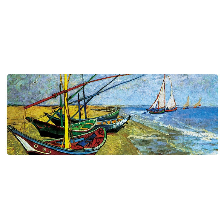 300x800x4mm Locked Am002 Large Oil Painting Desk Rubber Mouse Pad(Seaside Boat) - Mouse Pads by buy2fix | Online Shopping UK | buy2fix