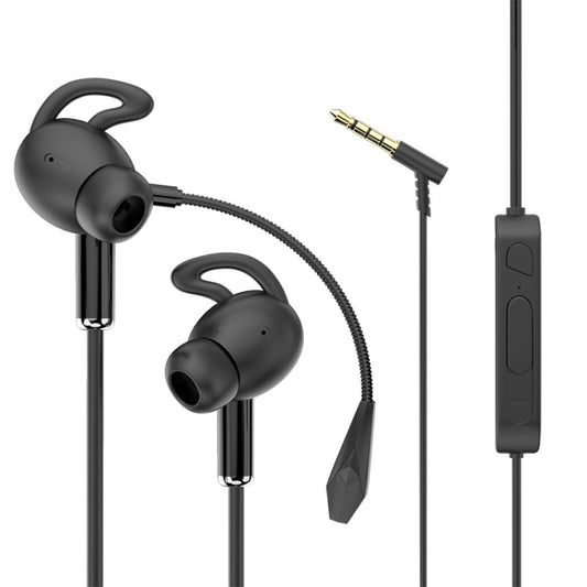 3.5mm Interface Mobile Phone Wire Control Headphones(Black) - Normal Style Earphone by buy2fix | Online Shopping UK | buy2fix