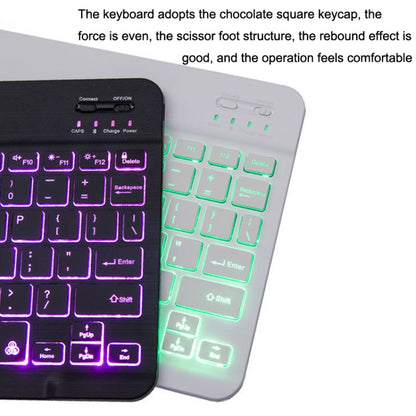 78 Keys 10 Inch RGB Colorful Backlit Bluetooth Keyboard For Mobile Phone / Tablet(Black) - Wireless Keyboard by buy2fix | Online Shopping UK | buy2fix