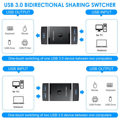 T25 2 In 1 USB3.0 Bidirectional Switch Printer Sharer Splitter(Black) - USB 3.0 HUB by buy2fix | Online Shopping UK | buy2fix