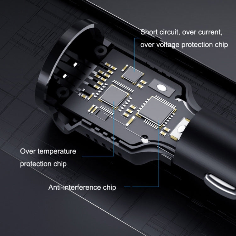 2PCS JY-032 USB Plug Digital Display Fast Charge Car Charger, Style: 3.5A + QC3.0(Android Left Bend) - In Car by buy2fix | Online Shopping UK | buy2fix