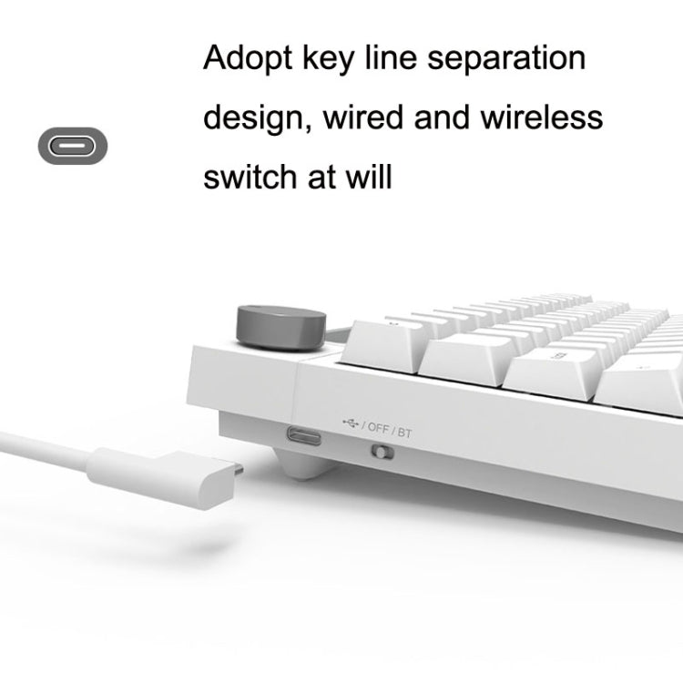 Ajazz K620T 62 Keys Bluetooth Wireless Dual Mode Mechanical Keyboard, Style: Pink Shaft (White) - Wireless Keyboard by Ajazz | Online Shopping UK | buy2fix