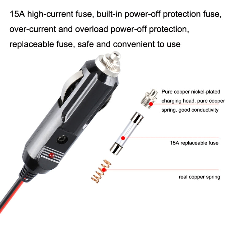 12-24V Car Cigarette Lighter Plug Extension Line, Cable Length 3.7m - In Car by buy2fix | Online Shopping UK | buy2fix