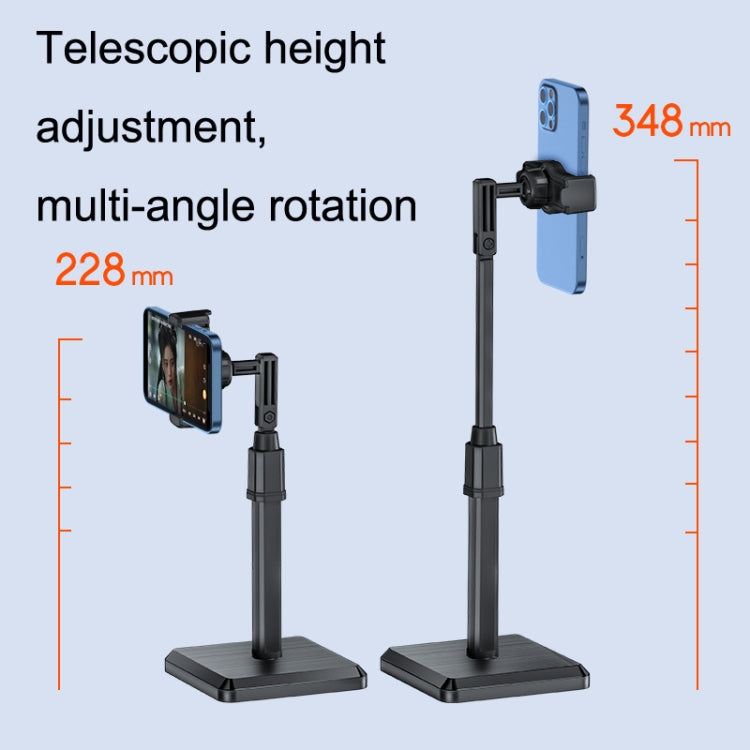 2 PCS Desktop Mobile Phone Live Broadcast Bracket Online Class Telescopic Floor Stand(Cool Black) - Consumer Electronics by buy2fix | Online Shopping UK | buy2fix