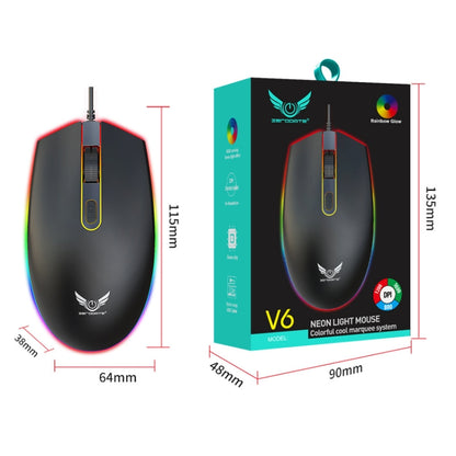 Zerodate V6 4 Keys 1600DPI Game Colorful RGB Marquee USB Wired Mouse, Cable Length: 1.35m(White) - Wired Mice by buy2fix | Online Shopping UK | buy2fix