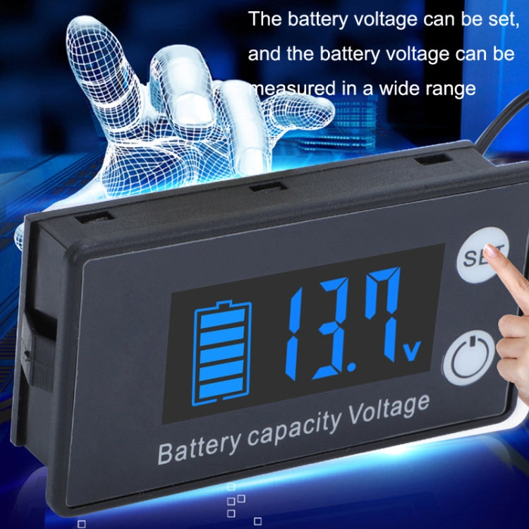 Digital Display DC Voltmeter Lead-Acid Lithium Battery Charge Meter, Color: Blue+Temperature - Consumer Electronics by buy2fix | Online Shopping UK | buy2fix