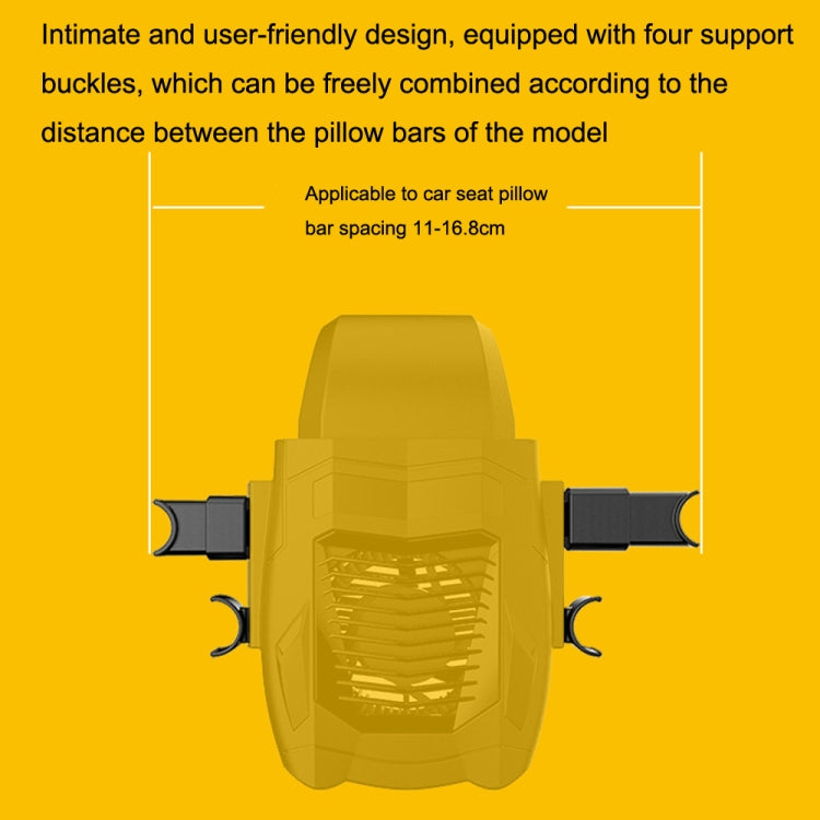 F415 Car Multifunctional Seat Back USB Fan(Yellow) - In Car by buy2fix | Online Shopping UK | buy2fix