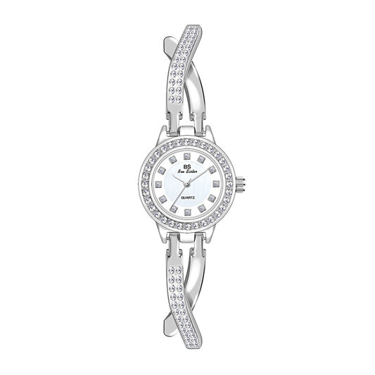 BS Bee Sister FA1531  Butterfly Cross Full Diamond Ladies Watch Bracelet Watches(Silver) - Alloy Watches by BS Bee Sister | Online Shopping UK | buy2fix