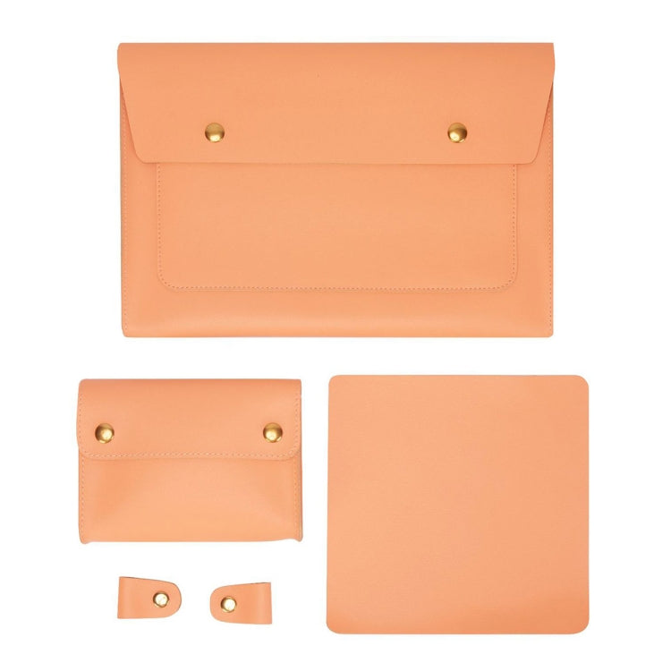 S178 3 In 1 Leather Waterproof Laptop Liner Bag, Size: 13 inches(Honeydet Oranges) - 13.3 inch by buy2fix | Online Shopping UK | buy2fix