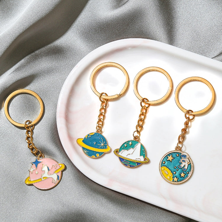 5 PCS Drip Oil Round Keychain Key Ring Bag Pendant(Cosmic Planet) - In Car by buy2fix | Online Shopping UK | buy2fix