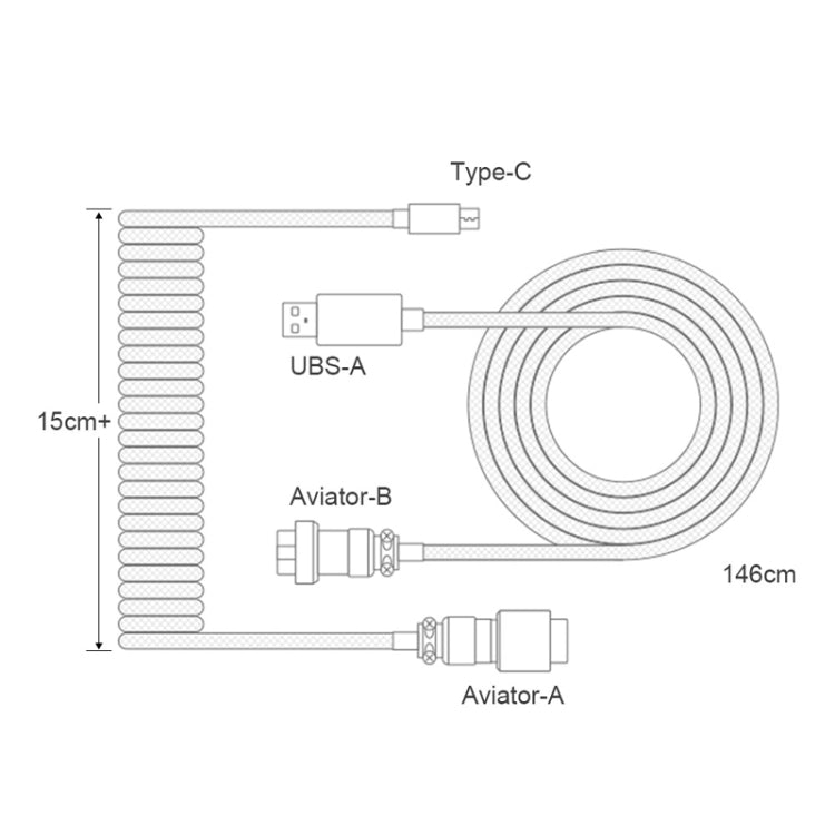 Mechanical Keyboard Spring Cable Gold-plated Aerial Plug(Black) - Others by buy2fix | Online Shopping UK | buy2fix