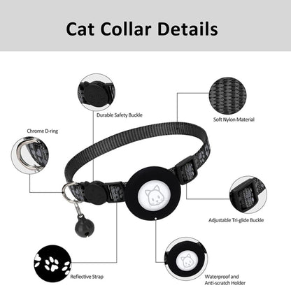 Pet Cat Reflective Collar with Bell for Airtag Tracker(Black) -  by buy2fix | Online Shopping UK | buy2fix