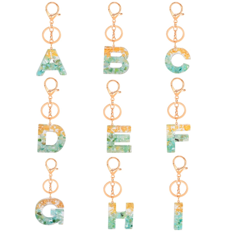 2 PCS Gold Foil Epoxy English Letter Keychain Bag Pendant(I) - In Car by buy2fix | Online Shopping UK | buy2fix