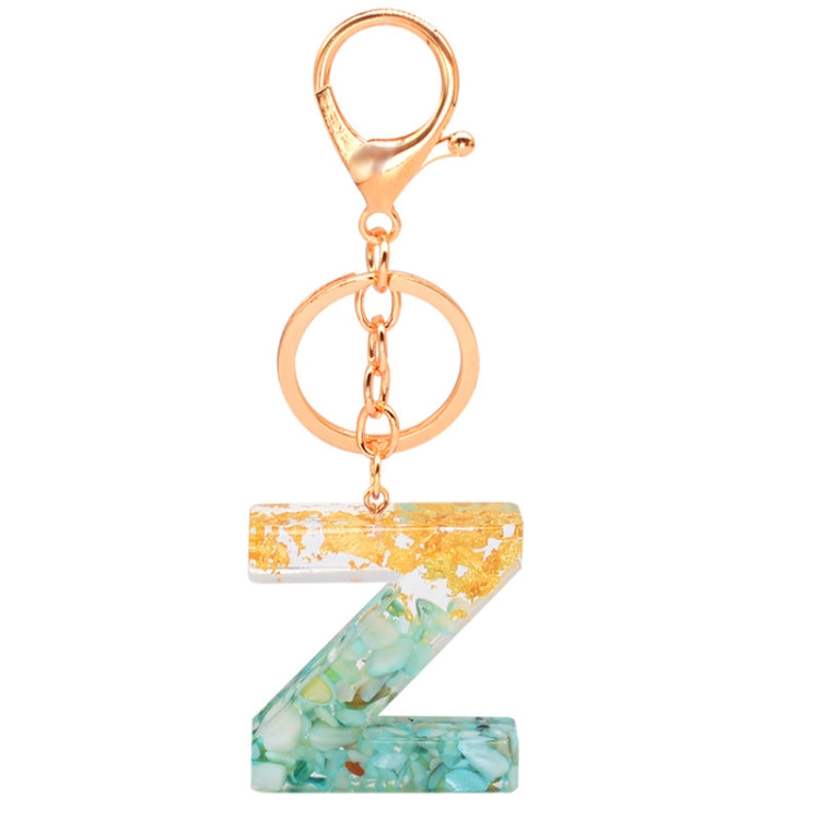 2 PCS Gold Foil Epoxy English Letter Keychain Bag Pendant(Z) - In Car by buy2fix | Online Shopping UK | buy2fix