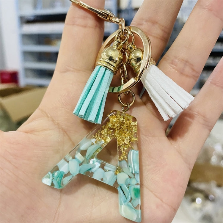 2 PCS Gold Foil English Letter Tassel Keychain Bag Decoration Pendant(M) - In Car by buy2fix | Online Shopping UK | buy2fix