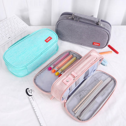 Large Capacity Multi-layer Portable Stationery Bag Canvas Pen Bag(Blue) - Pen Holder by buy2fix | Online Shopping UK | buy2fix