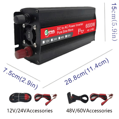 Gurxun 6000W High Power Sine Wave Inverter With Single Digital Display, Specification: 48V-220V - In Car by Gurxun | Online Shopping UK | buy2fix