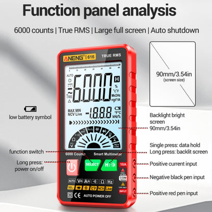 ANENG 616 Automatic High-precision Digital Display Capacitance Multimeter, Color: Red(Color Box) - Consumer Electronics by ANENG | Online Shopping UK | buy2fix
