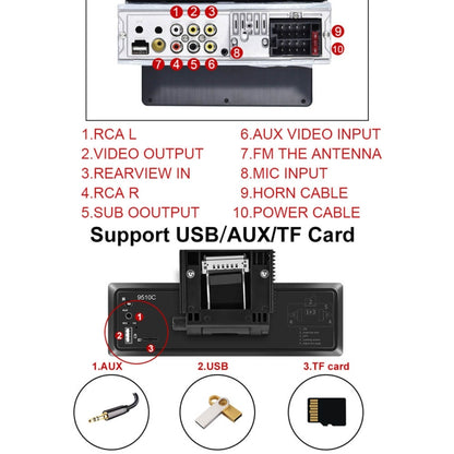 C800 9.5 Inch MP5 Single Butt Carplay Player, Style: Standard+12 Light Camera - In Car by buy2fix | Online Shopping UK | buy2fix