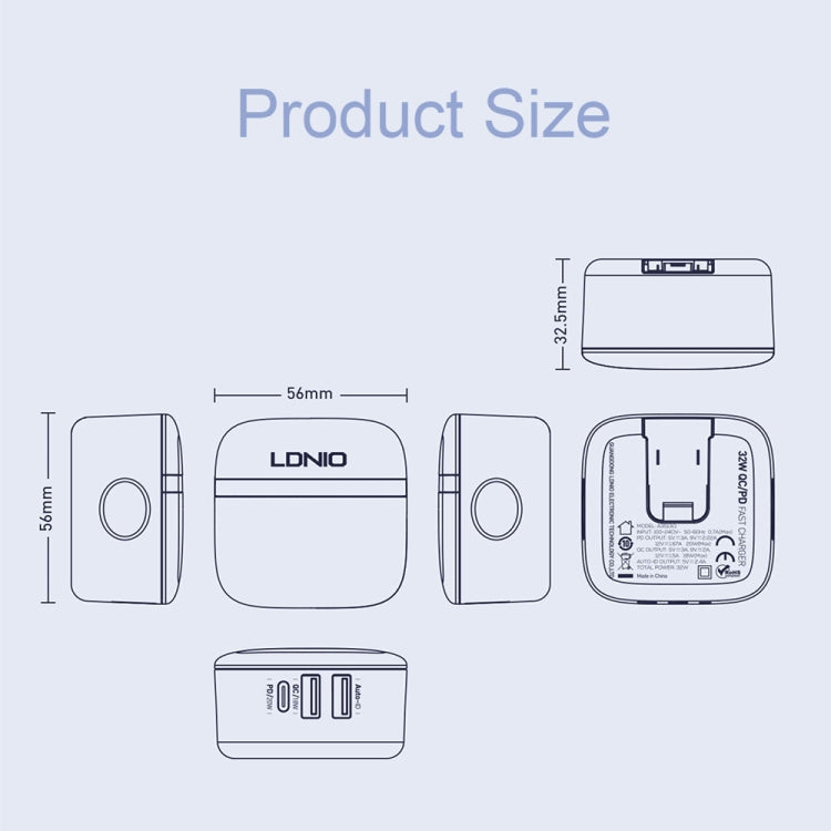 LDNIO A3513Q 32W QC3.0 3 USB Ports Phone Adapter US Plug with 8 Pin Cable - USB Charger by LDNIO | Online Shopping UK | buy2fix