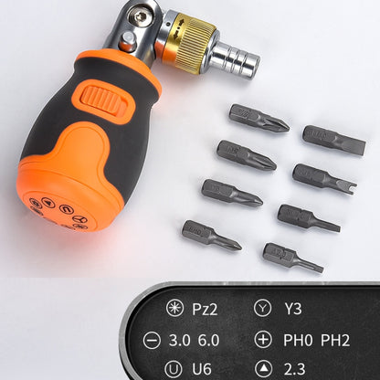 2050E 8 In 1 Portable Multifunctional S2 Batch Head Two-way Ratchet Screwdriver Set(Orange) - Home & Garden by buy2fix | Online Shopping UK | buy2fix