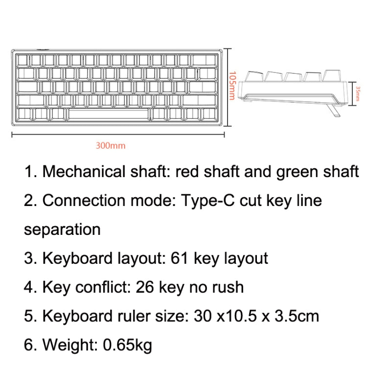 LEAVEN K620 61 Keys Hot Plug-in Glowing Game Wired Mechanical Keyboard, Cable Length: 1.8m, Color: Black Green Shaft - Wired Keyboard by LEAVEN | Online Shopping UK | buy2fix