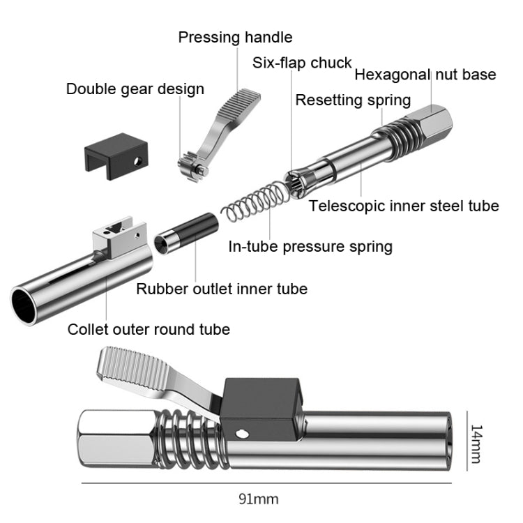 PC002 Lock Clamp Type High Pressure Grease Nozzle, Style: Butter Mouth+10 Straight Heads - In Car by buy2fix | Online Shopping UK | buy2fix