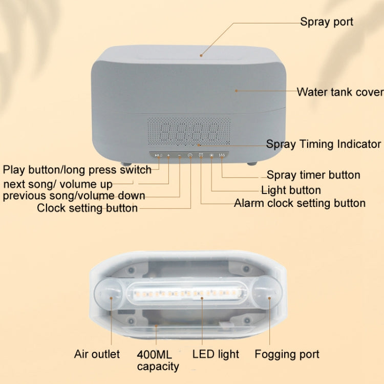 400ml Simulation Flame Humidifier Home Essential Oil Aromatherapy Machine, Color: White B Clock(US Plug) - Home & Garden by buy2fix | Online Shopping UK | buy2fix