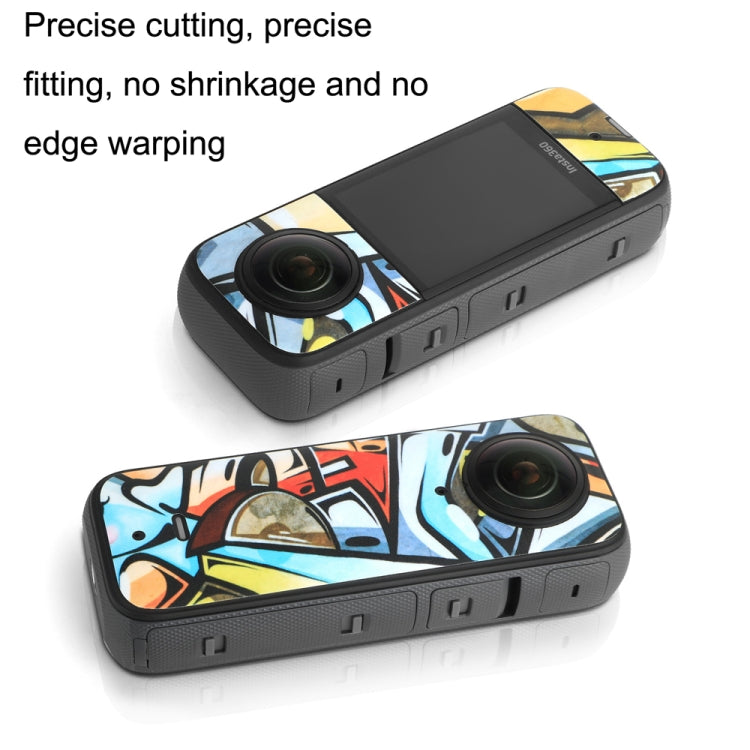 Sunnylife IST-TZ485 For DJI Insta360 X3 Panoramic Camera PVC Protection Scraper Film Stickers(Graffiti+Carbon Pattern Black) - Protective Film & Stickers by Sunnylife | Online Shopping UK | buy2fix