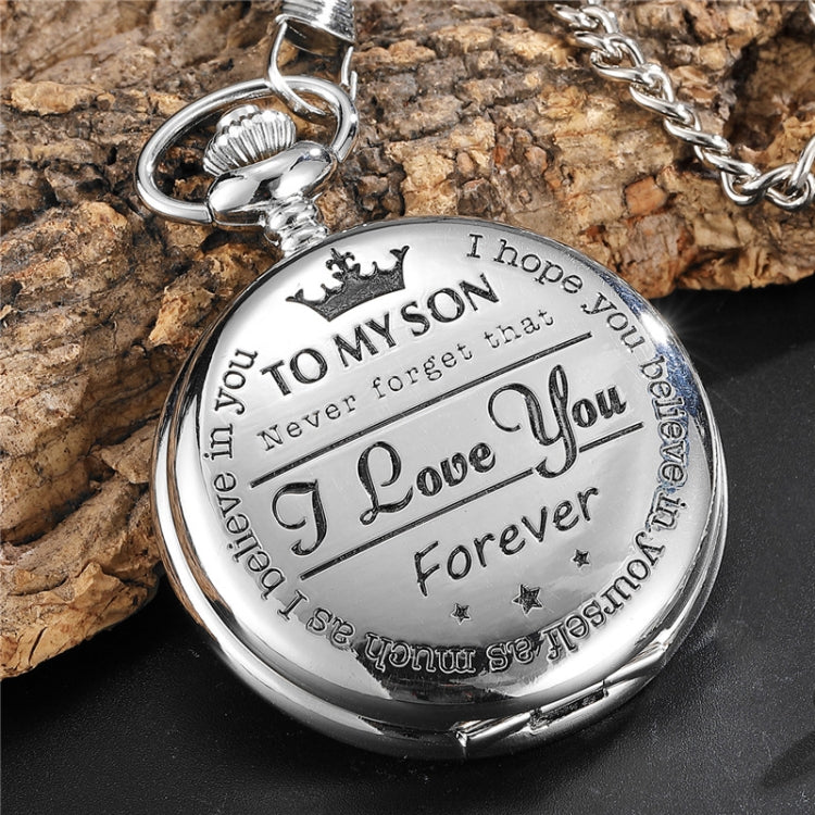 Engraved Vintage Commemorative Quartz Pocket Watch Round Watch, Style: Forever (Silver) - Necklace Watch Watches by buy2fix | Online Shopping UK | buy2fix