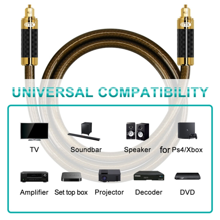 EMK GM/A8.0 Digital Optical Fiber Audio Cable Amplifier Audio Gold Plated Fever Line, Length: 20m(Transparent Coffee) -  by EMK | Online Shopping UK | buy2fix