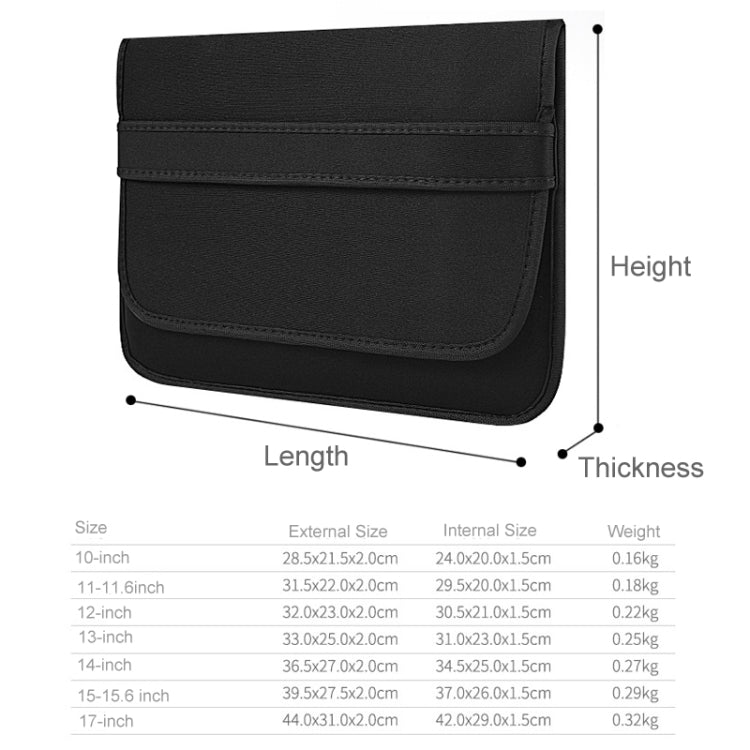 13 Inch Neoprene Laptop Lining Bag Horizontal Section Flap Clutch Bag(Black) - 13.3 inch by buy2fix | Online Shopping UK | buy2fix