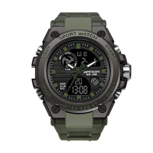 SANDA 739 Multifunctional Waterproof Sports Watch Chronograph Calendar Alarm Night Light Watch(Army Green) - Sport Watches by buy2fix | Online Shopping UK | buy2fix