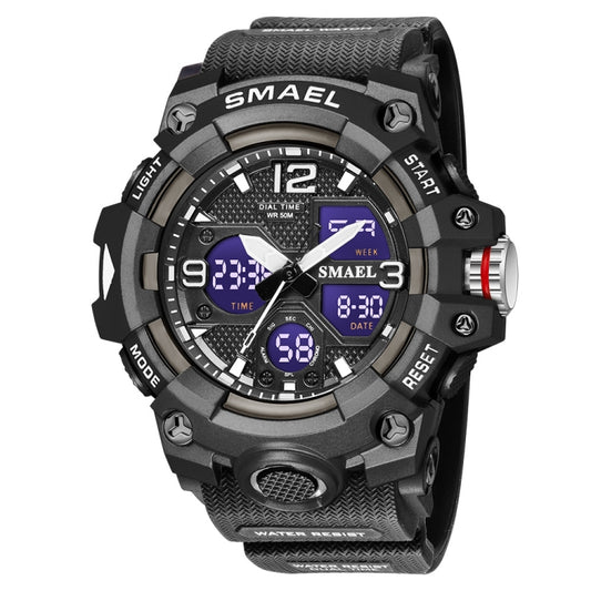 SMAEL 8008 Outdoor Sports Multifunctional Waterproof Luminous Men Watch(Black) - LED Digital Watches by SMAEL | Online Shopping UK | buy2fix