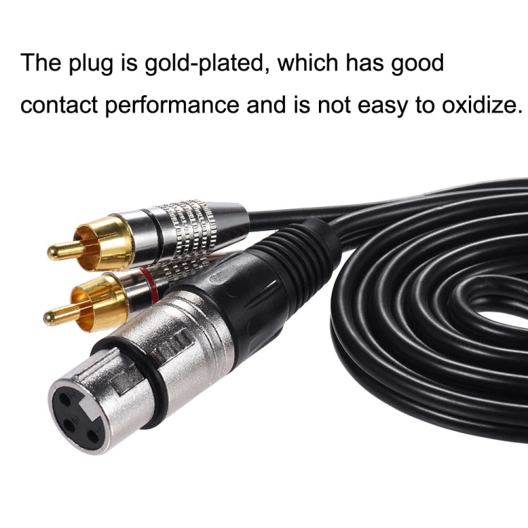 XLR Female To 2RCA Male Plug Stereo Audio Cable, Length: 3m - Consumer Electronics by buy2fix | Online Shopping UK | buy2fix