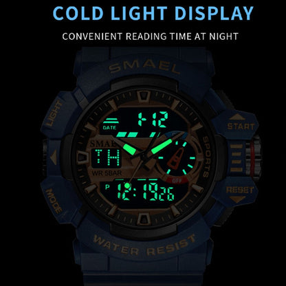SMAEL 8043 Multifunctional Dual Display Shockproof Outdoor Waterproof Sports Quartz Watch(Black Gold) - LED Digital Watches by SMAEL | Online Shopping UK | buy2fix