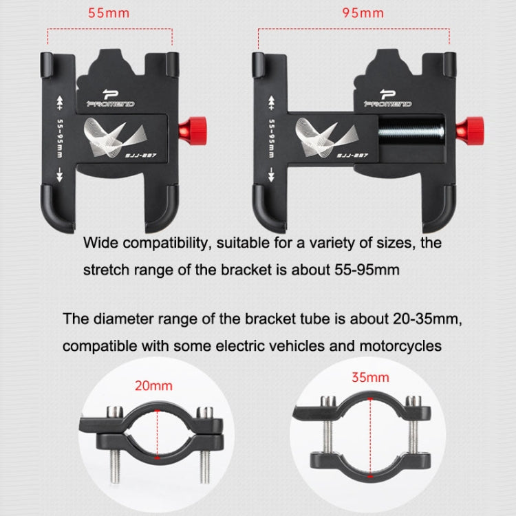 PROMEND SJJ-297 Aluminum Alloy Rotation Adjustable Bicycle Mobile Phone Bracket(Black) -  by buy2fix | Online Shopping UK | buy2fix