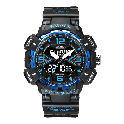 SMAEL 8076 Outdoor Night Light Mountain Climbing Men Sports Watch(Black Blue) - Sport Watches by SMAEL | Online Shopping UK | buy2fix