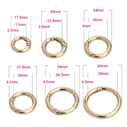 20pcs Zinc Alloy Spring Ring Metal Open Bag Webbing Keychain, Specification: 6 Points Black - In Car by buy2fix | Online Shopping UK | buy2fix