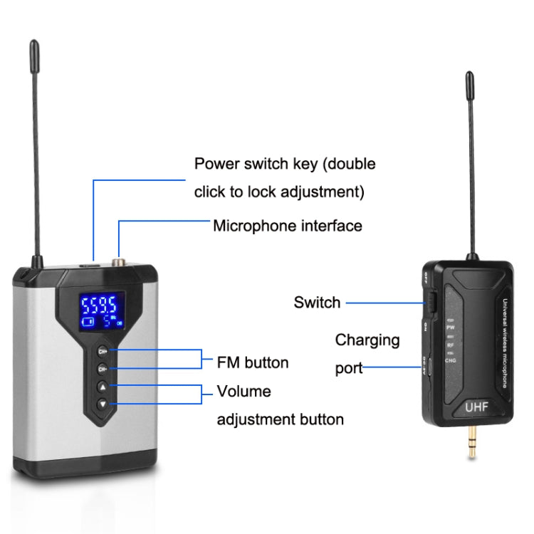 Q6 1 Drag 2 Wireless Lavalier USB Computer Recording Microphone Live Phone SLR Lavalier Microphone - Consumer Electronics by buy2fix | Online Shopping UK | buy2fix