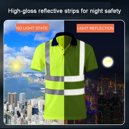 Reflective Quick-drying T-shirt Lapel Short-sleeved Safety Work Shirt, Size: XXL(Fluorescent Yellow) - Workplace Safety Supplies by buy2fix | Online Shopping UK | buy2fix