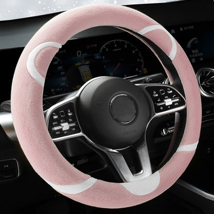 Car Steering Wheel Cartoon Short Fluff Handle Cover, Size: 38cm(Pink Round) - In Car by buy2fix | Online Shopping UK | buy2fix