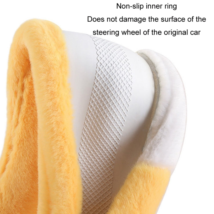 Car Steering Wheel Cartoon Short Fluff Handle Cover, Size: 38cm(Yellow Round) - In Car by buy2fix | Online Shopping UK | buy2fix