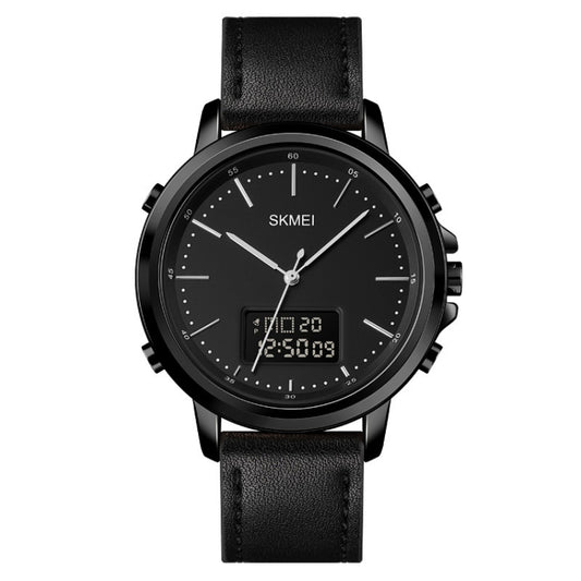 SKMEI 1652 Dual Movement Sports Leather Alloy Male Watch, Color: Black Shell Black Machine - LED Digital Watches by SKMEI | Online Shopping UK | buy2fix