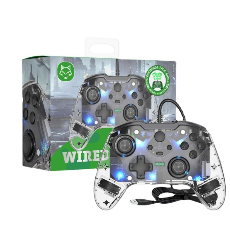 For Microsoft XBOX One / PC XO300 RGB Luminous Wired Gamepad(Translucent Green) - Gamepad by buy2fix | Online Shopping UK | buy2fix