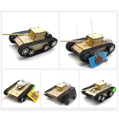 Wooden Electric Simulation Crawler Tank DIY Toy Assembly Model,Spec: No. 2 Dual Motor Remote Control Edition - Puzzle Toys by buy2fix | Online Shopping UK | buy2fix